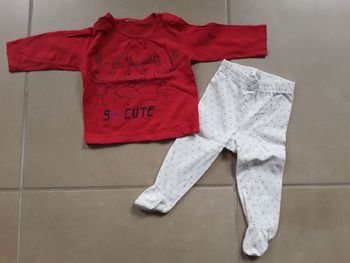 Ensemble rouge / blanc fille 6 mois KITCHOUN TBE