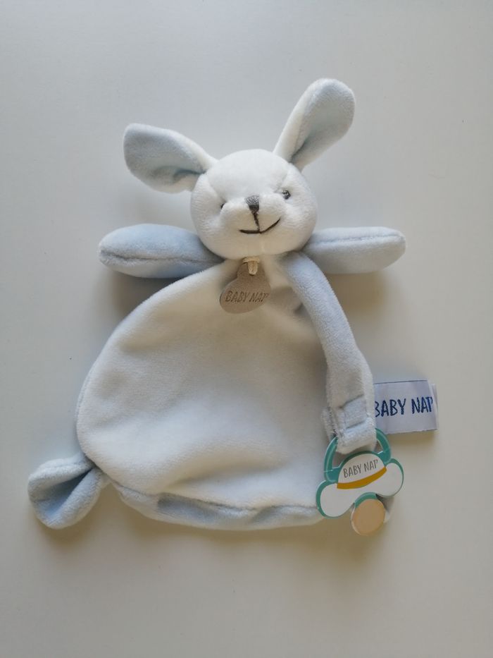 peluche lapin doudou attache tétine - photo numéro 1