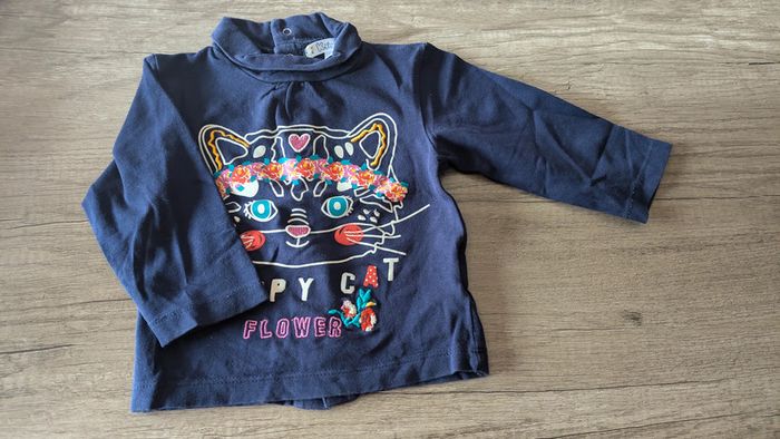 T.shirt à manches longues col monté chat