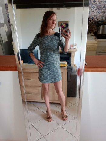 Robe pull femme s  noire et blanche chiné c78