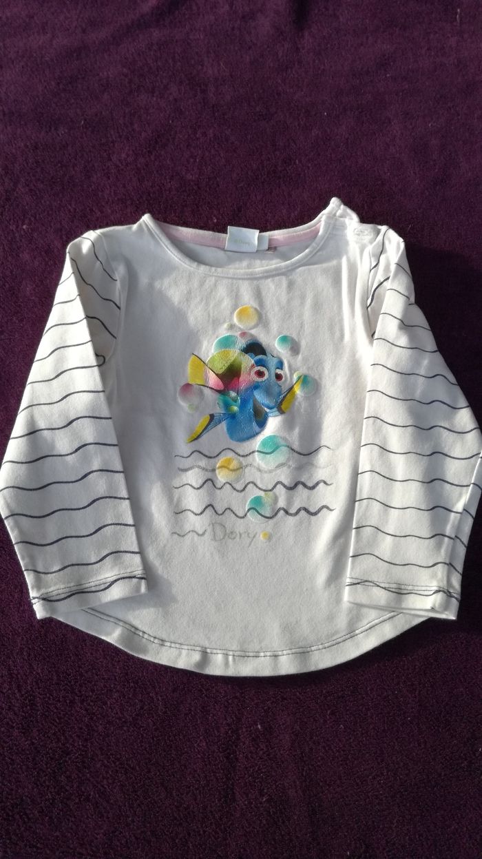 Tee-shirt manches longues blanc dory 23 mois fille Disney