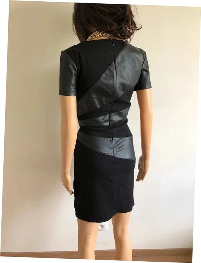 Robe noire à manches courtes avec simili cuir Only taille 38 TBE (taille petit) - photo numéro 8
