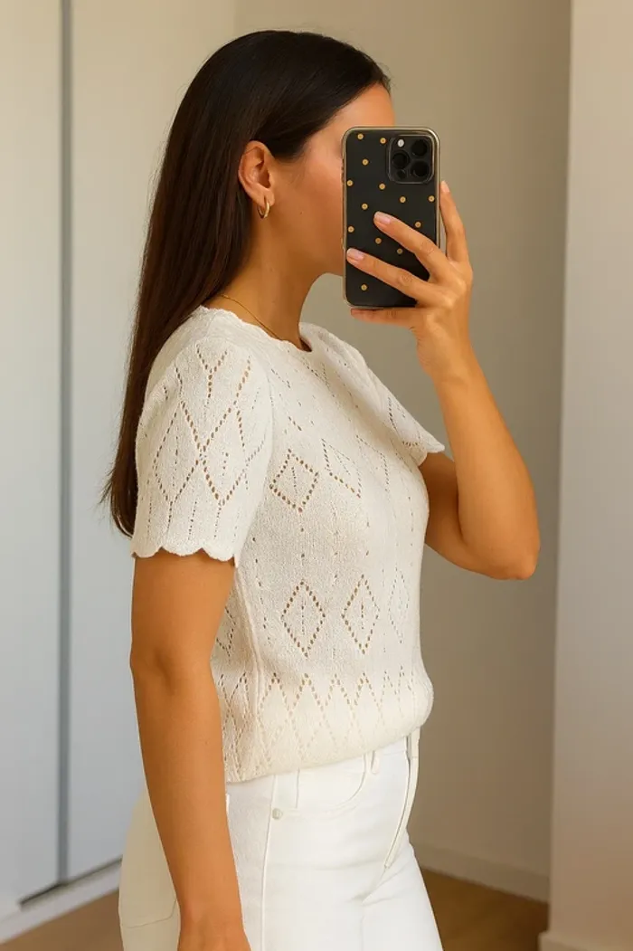 Pull tricot ajouré broderies Mango - photo numéro 2