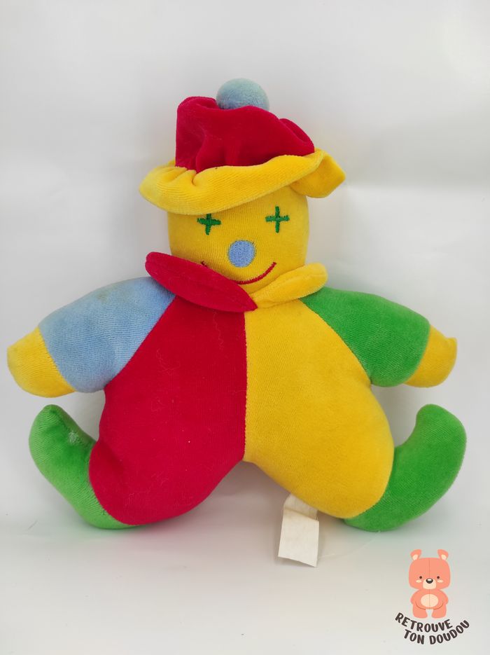 Peluche Clown Jaune rouge bleu vert