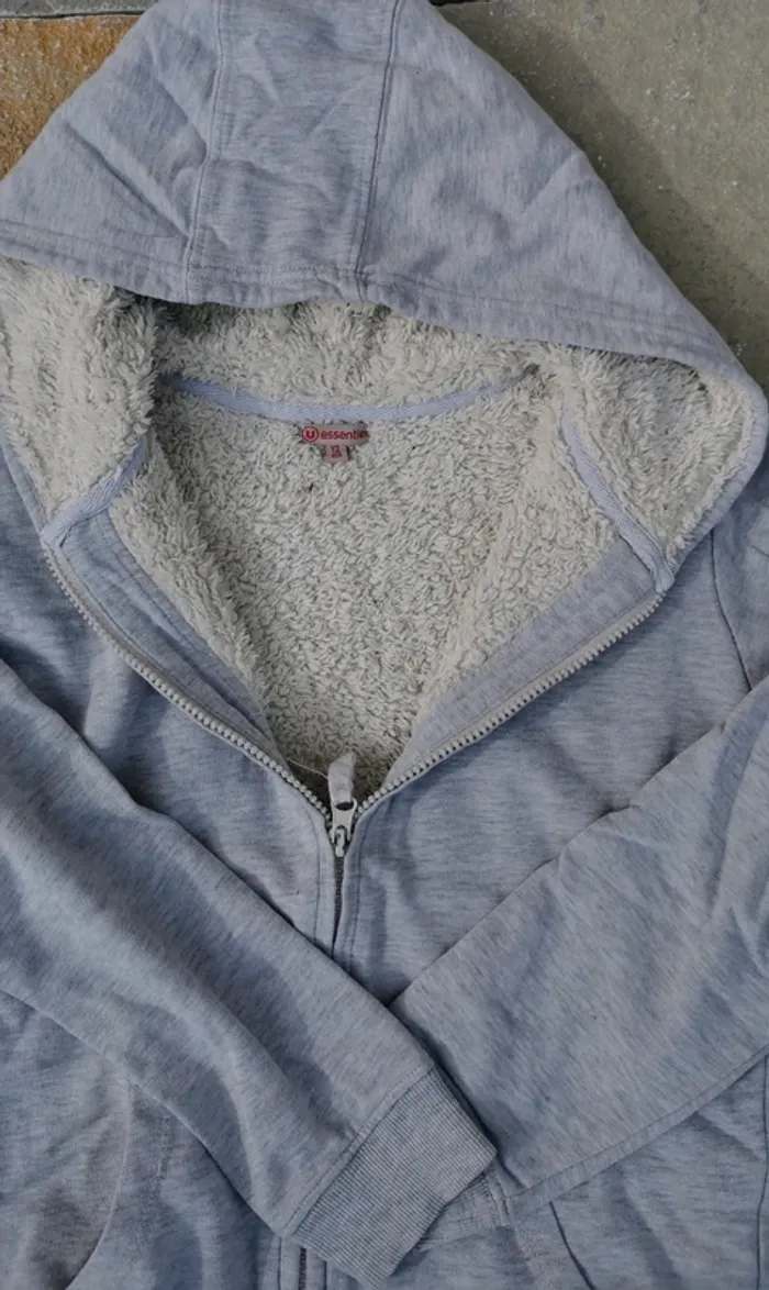 Pull Sweat gilet zippé à capuche molletonné u essentiel  12 ans - photo numéro 2
