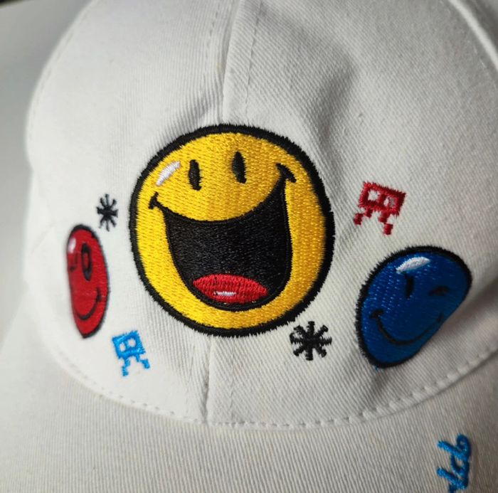 Casquette blanche en coton 57 cm, taille ajustable, smiley world - photo numéro 2
