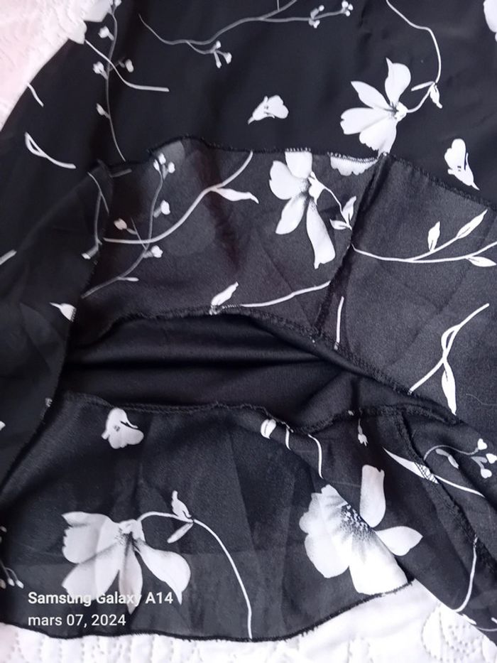 Jupe longue motif fleur noir femme taille unique - photo numéro 7