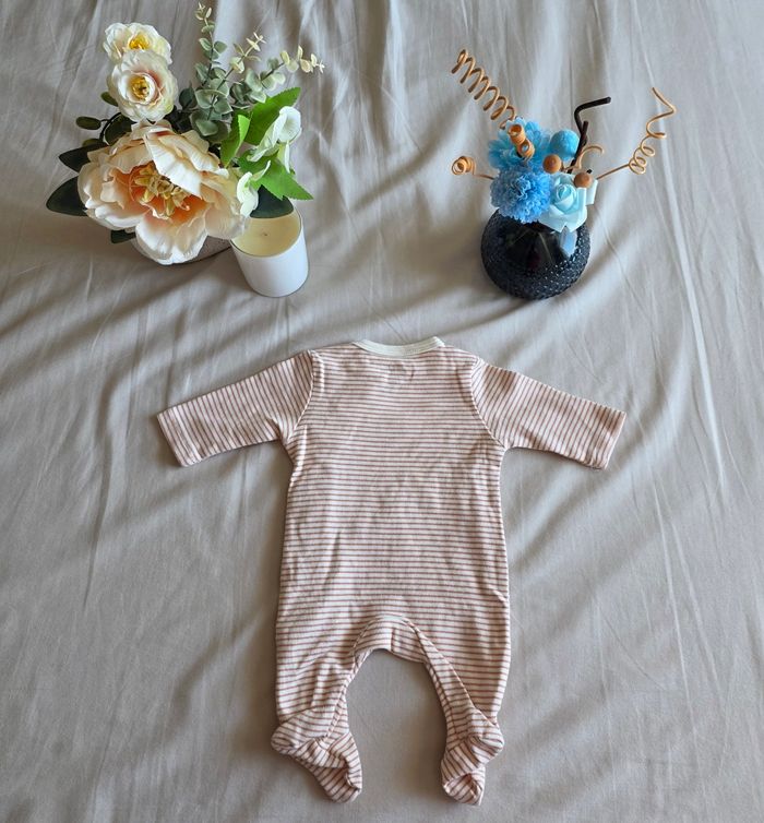 Kiabi Pyjama Coton Bio Rayé Marron Très Bon État 0M - photo numéro 2