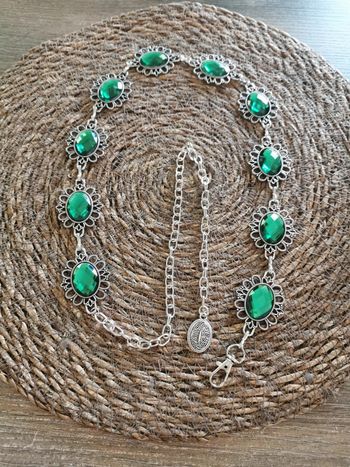 Ceinture Métal femme pierre verte