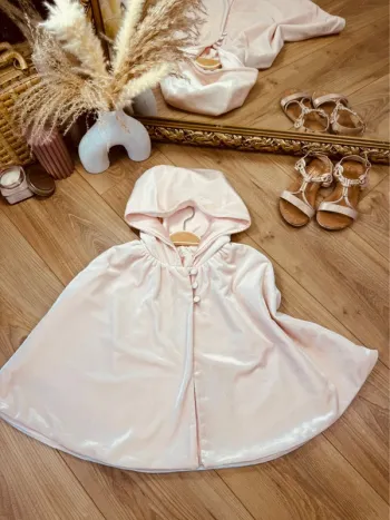 Taille 8 ans Cap Poncho de cérémonie créateur fille TAO rose * velours satiné réversible * 🌸
