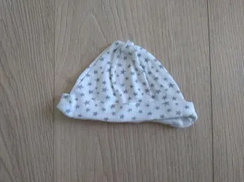 Bonnet naissance bébé mixte blanc et gris