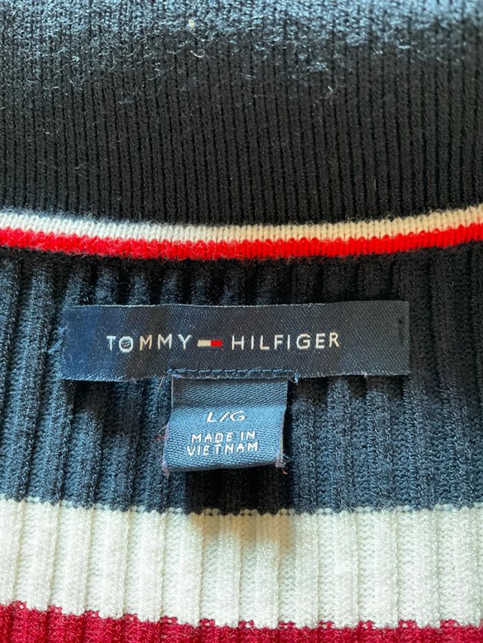 Robe côtelée manches courtes prêt du corps rayée marine et bordeaux Tommy Hilfiger taille L 028 - photo numéro 11