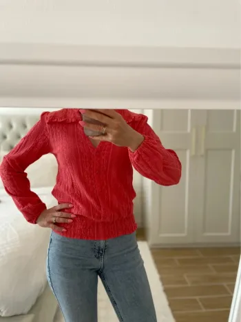 Blouse, corail, manches longues 34 neuf