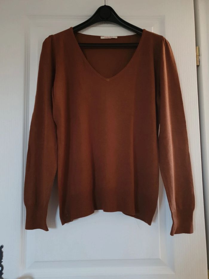 Pull Camaïeu tabac - Taille L - photo numéro 2