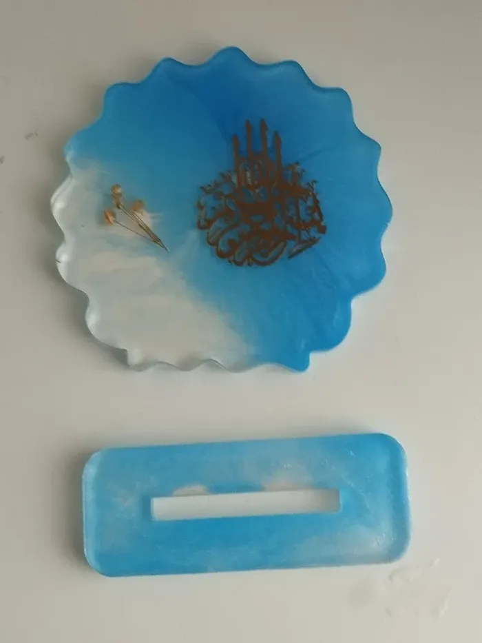 idée cadeau ornement bureau coiffeuse couvre tasse en résine et plantes naturelles abr003 - photo numéro 7