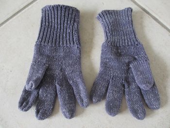 Gants en laine violet grisé avec fil argenté fille 6/8 ans