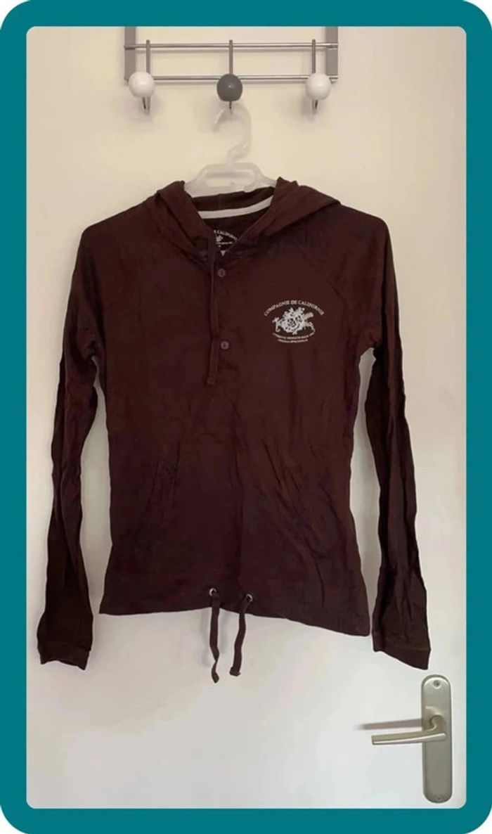 Pull léger capuche marron