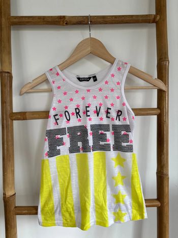 débardeur blanc rose jaune taille 10 ans