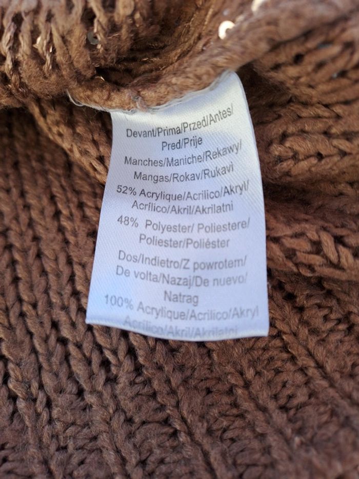 Pull en maille avec sequins marron camel Tissaia t. L - photo numéro 6
