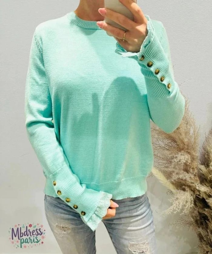 💐 Beau Pull femme vert d'eau/menthe femme TU 36/40 - photo numéro 2