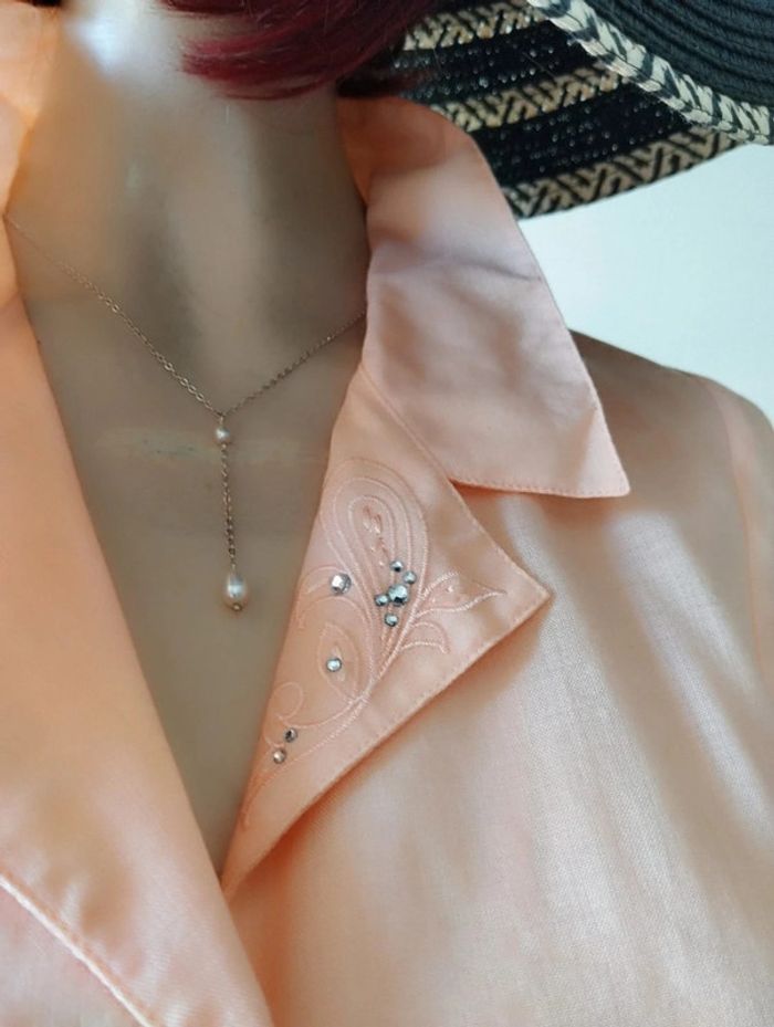 🌿 Chemisier Léger 100% Laine Broderies & Strass Peter Hahn T44/46🌿 - photo numéro 5