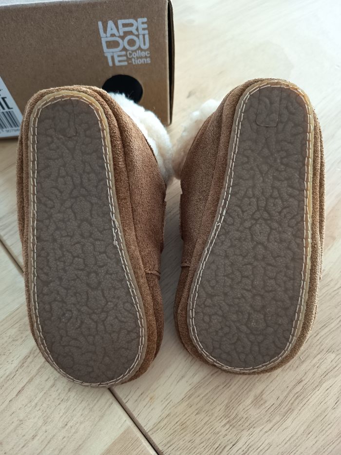 Chaussons en cuir suédois cherpa marron - photo numéro 3