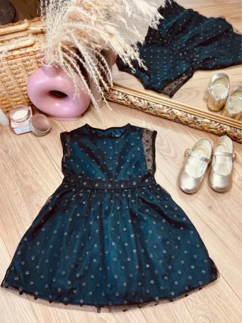 Taille 2 ans robe de fête fille Kiabi noire et argenté * tulle poids * 🩷