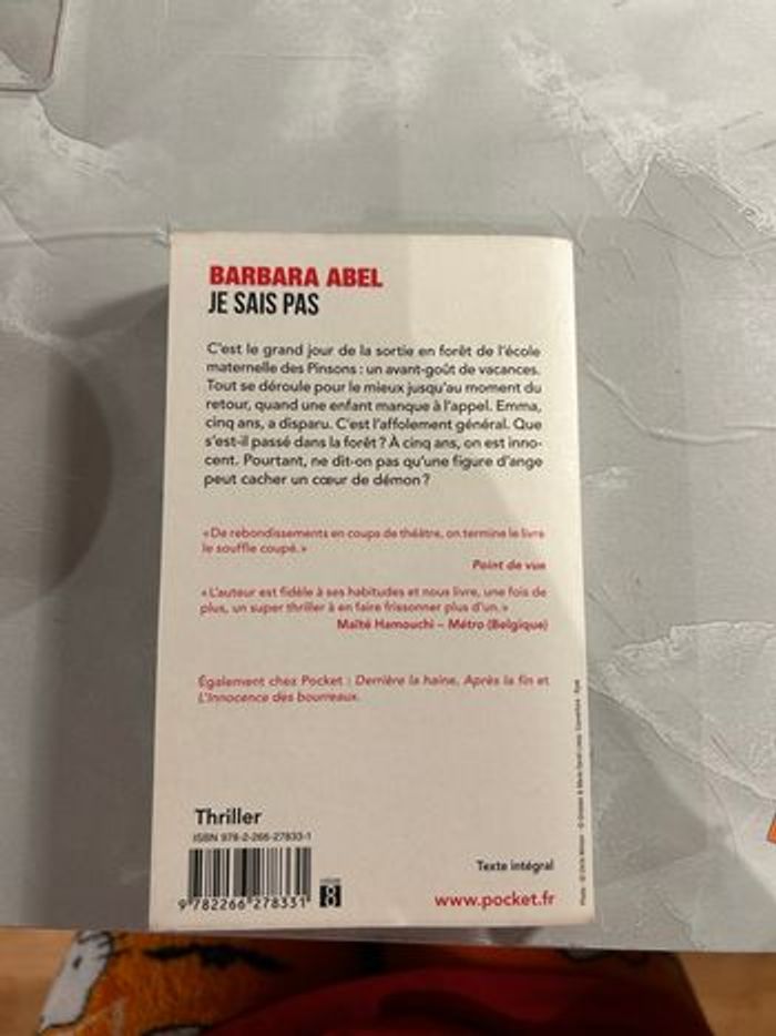 Livre Je sais pas – Barbara Abel (Pocket) - photo numéro 2