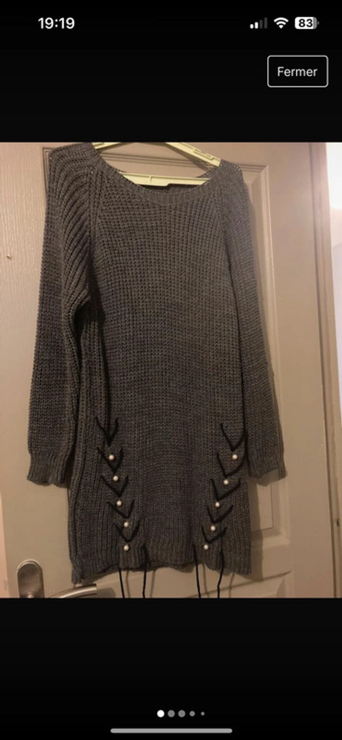 Robe grise en maille taille unique Max 42 portée 3 fois max