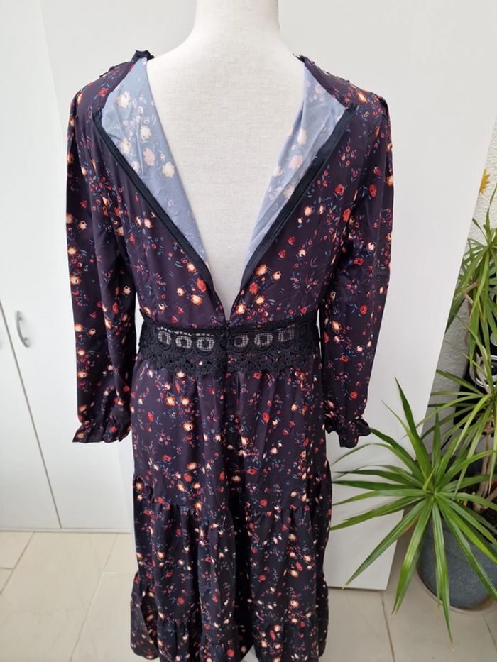 Robe Noire Dentelles Imprimé Fleurs Florale Fleurie - photo numéro 9