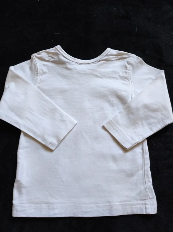 T-shirt blanc 12 mois manches - photo numéro 2