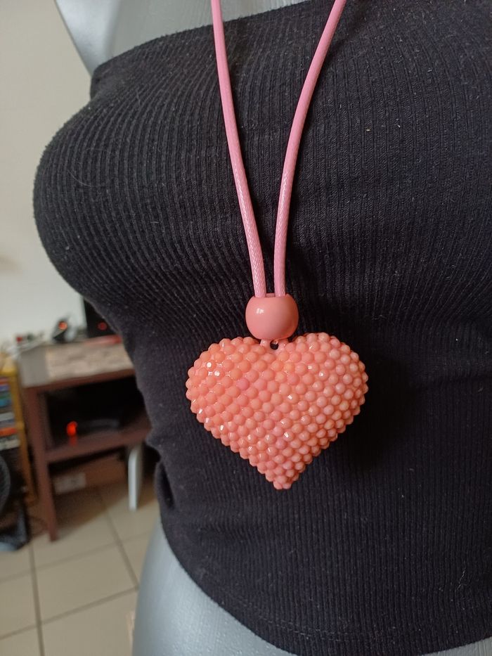 Collier cœur rose - photo numéro 2