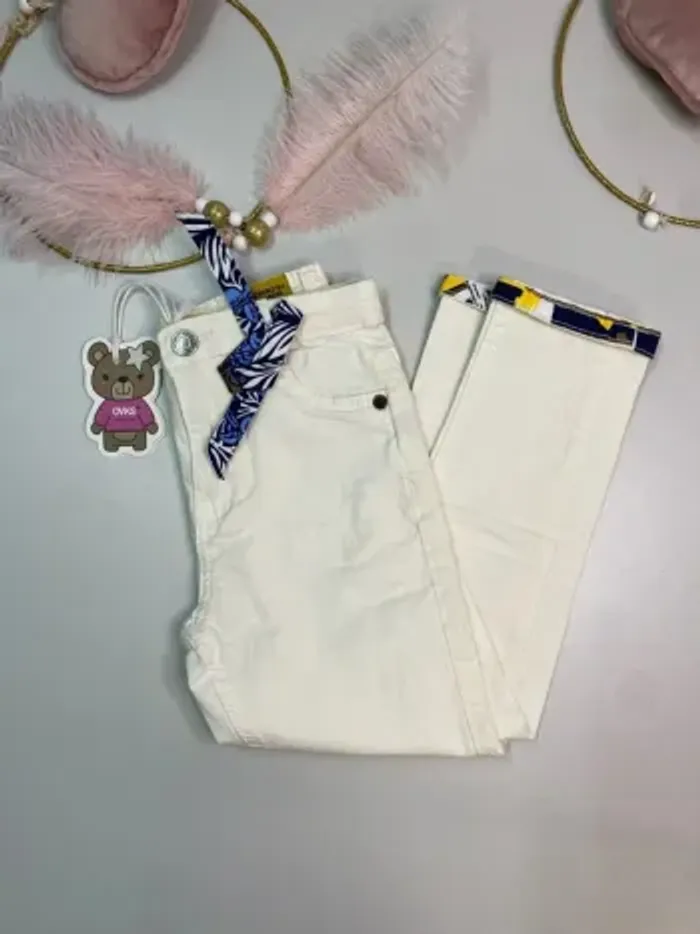 Pantalon fille - blanc - neuf - Overkids - Taille 4 ans