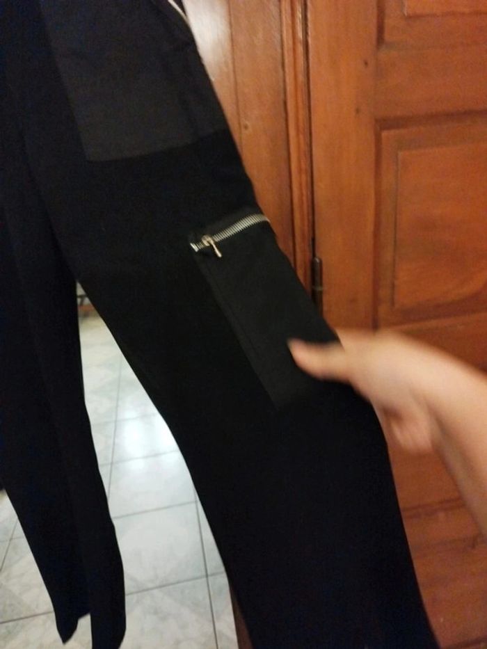 Pantalon droit noir patchwork vintage S/36 y2k - photo numéro 6