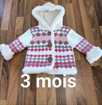 Manteau chaud tout blanc et rose 3 ans boîte à malices