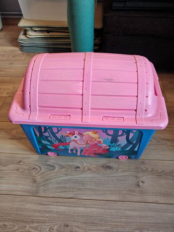 Coffre à jouets avec roulettes enfant fille licorne princesse
