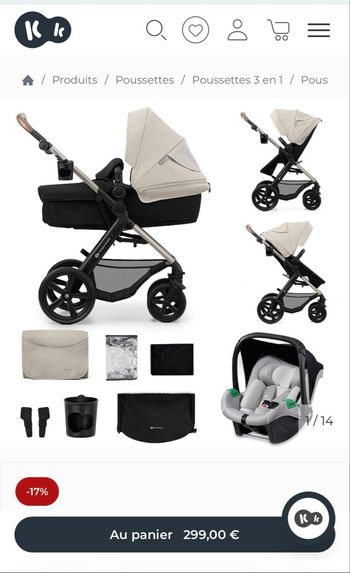 Poussette kindercraft 3 en 1 