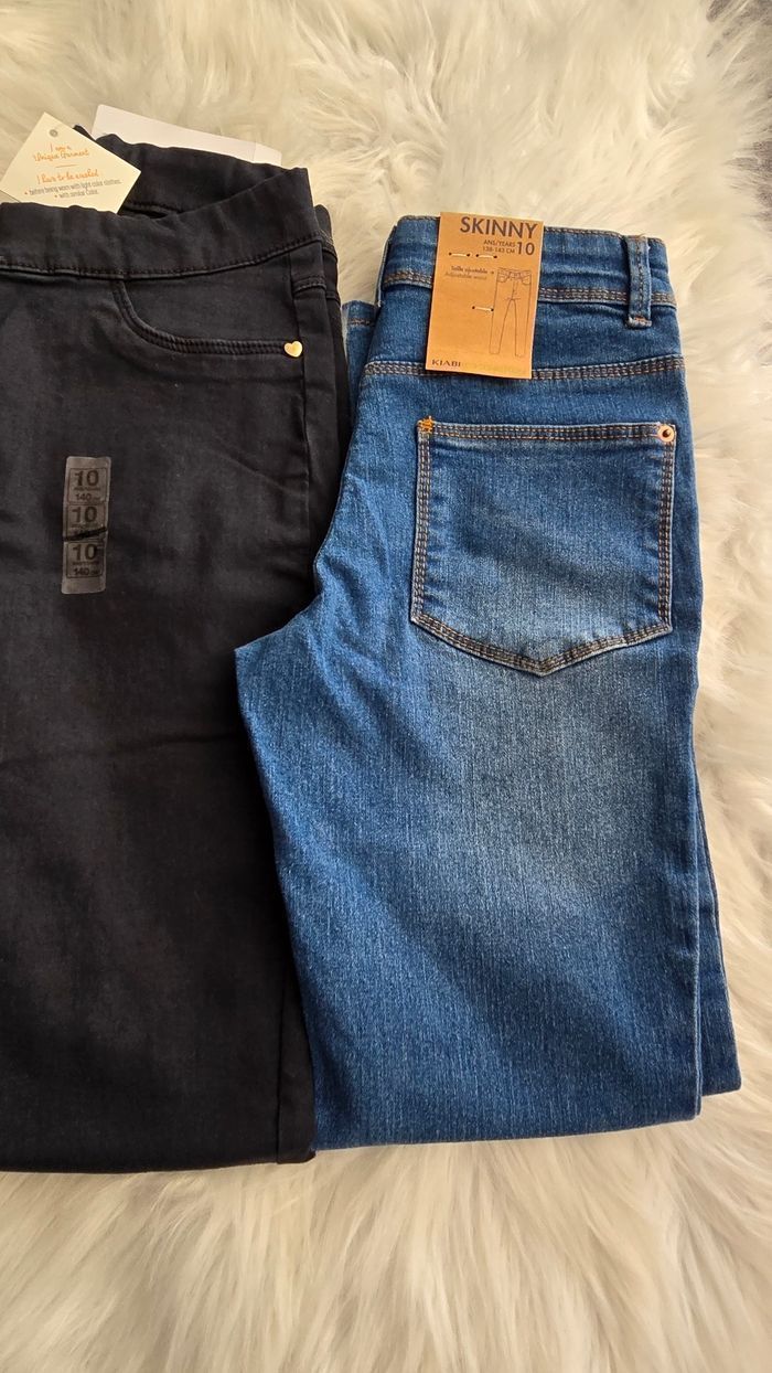 NEUFS (NON PORTÉS)🏷🏷🏷 SUPERBE🤩😍🩷 lot jeans skinny et tregging 10 ans fille 🩷😍🤩 - photo numéro 4