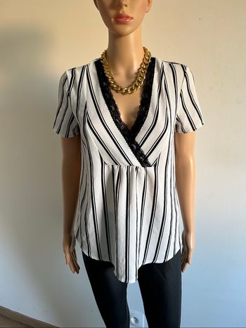 Blouse blanche et noire à manches courtes Morgan taille 36 TBE