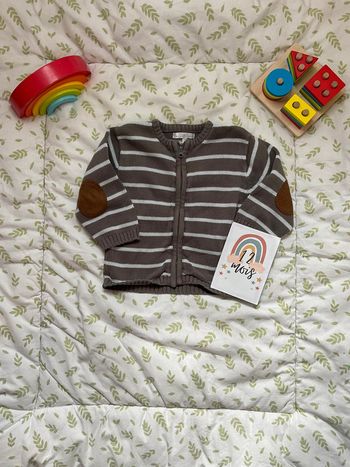 gilet zippé en laine gris et bleu clair 12 mois kitchoun