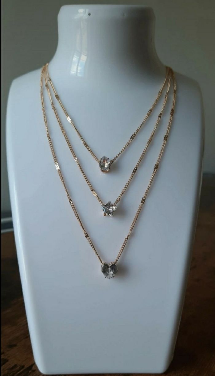 Collier 3 chaines en acier inoxydable