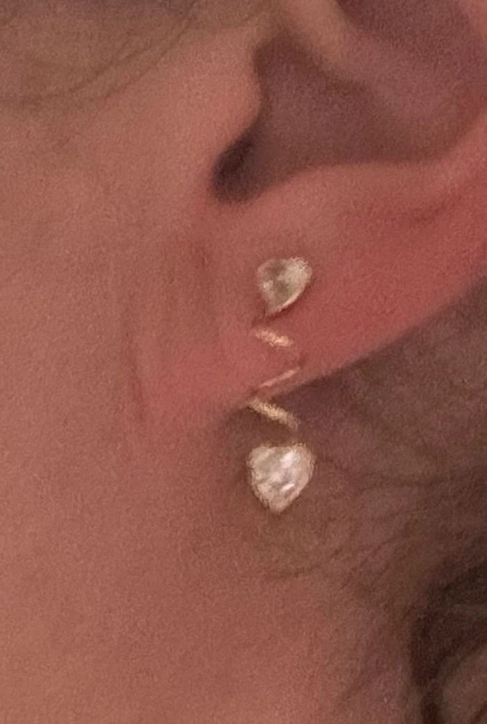 Jolie paire de boucles d’oreilles «cœur » ressort en or 18 carats femme TBE - photo numéro 8