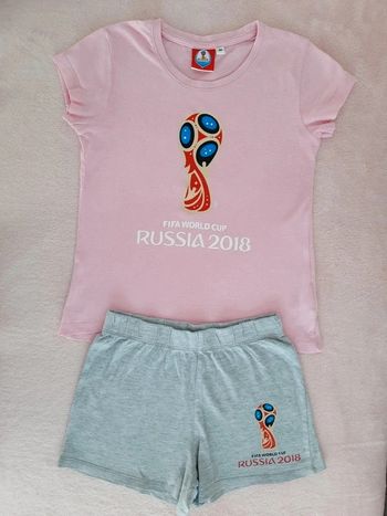 Pyjama 2 pièces pyjashort 8 ans Fifa World Cup rose clair et gris