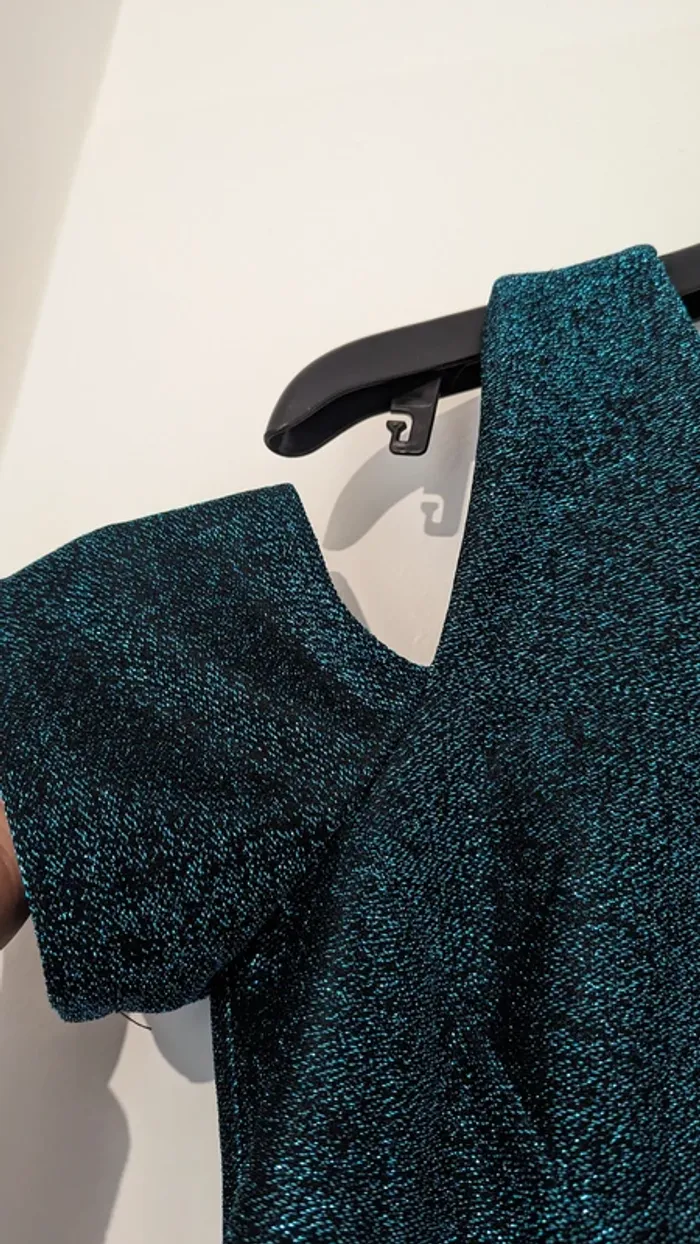 Robe bleu épaule dénudée paillette Top Shop - photo numéro 2
