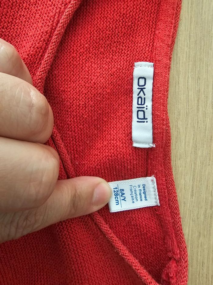 Gilet rouge fille okaidi 8 ans - photo numéro 2