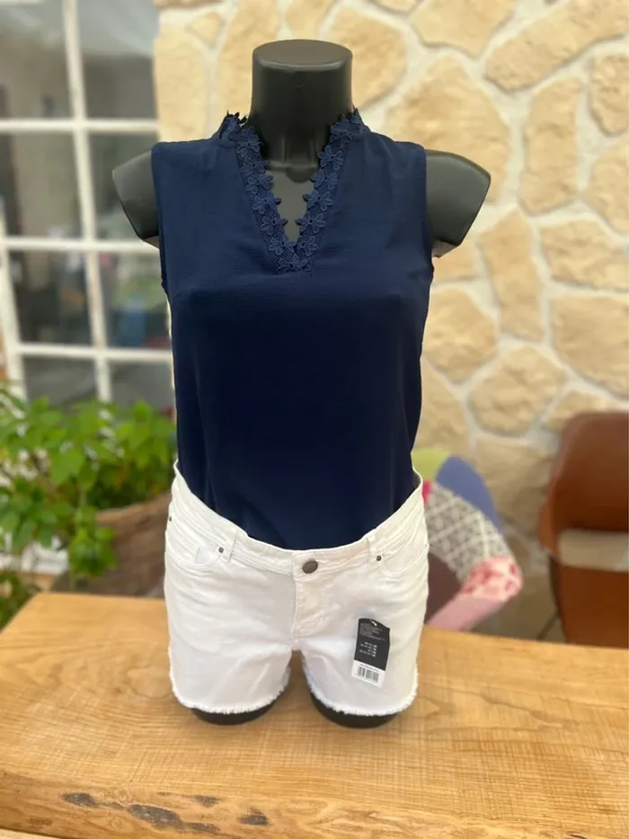 Short en jean femme été blanc taille M 38 - 40 esmara neuf étiqueté - photo numéro 3
