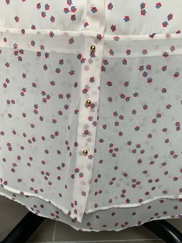 Blouse Zara taille S blanc crème à motif - photo numéro 4
