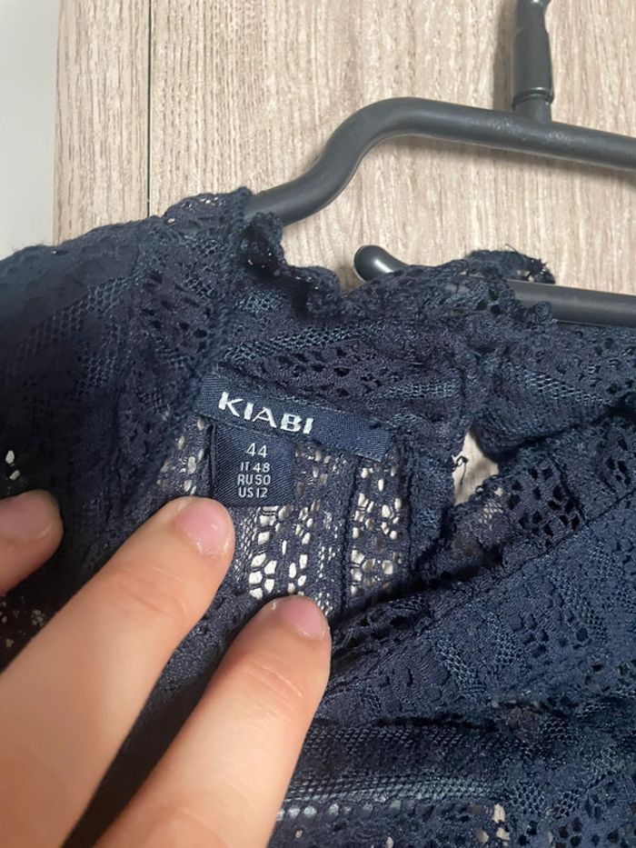Blouse à manche courtes marine broderie - photo numéro 2