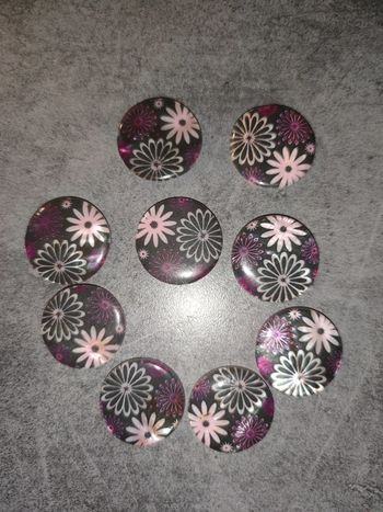 Lot de grandes perles en céramique motif fleurs