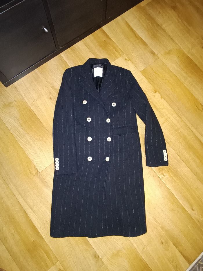 Manteau long femme Mango bleu marine - photo numéro 2